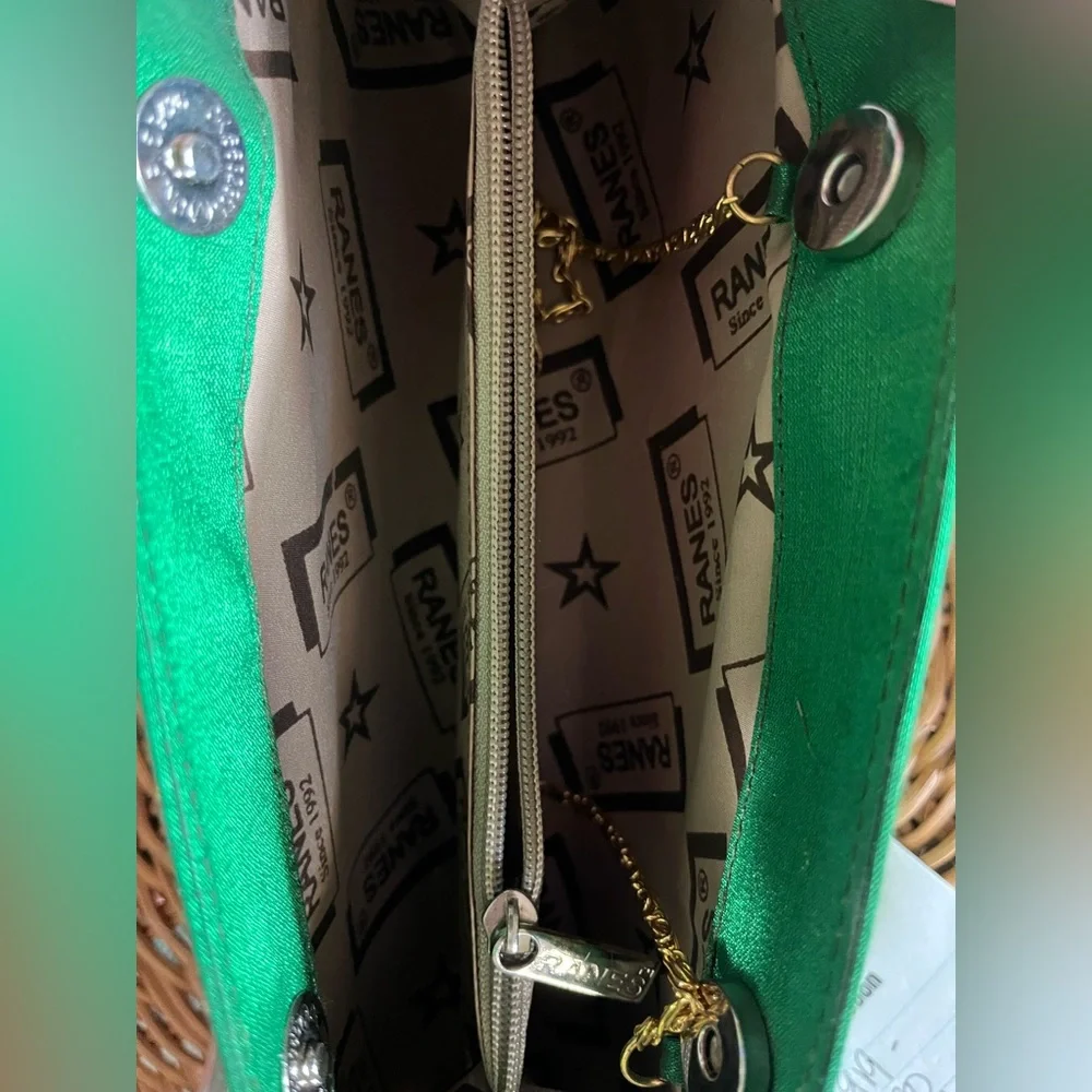 Ranes Green and Gold Painted Evening Clutch
